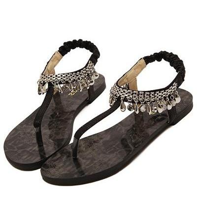 black thong gladiator sandals