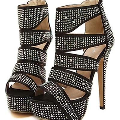 lace up open toe platform heels