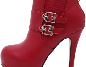 adjustable buckle straps platform high heel ankle boots